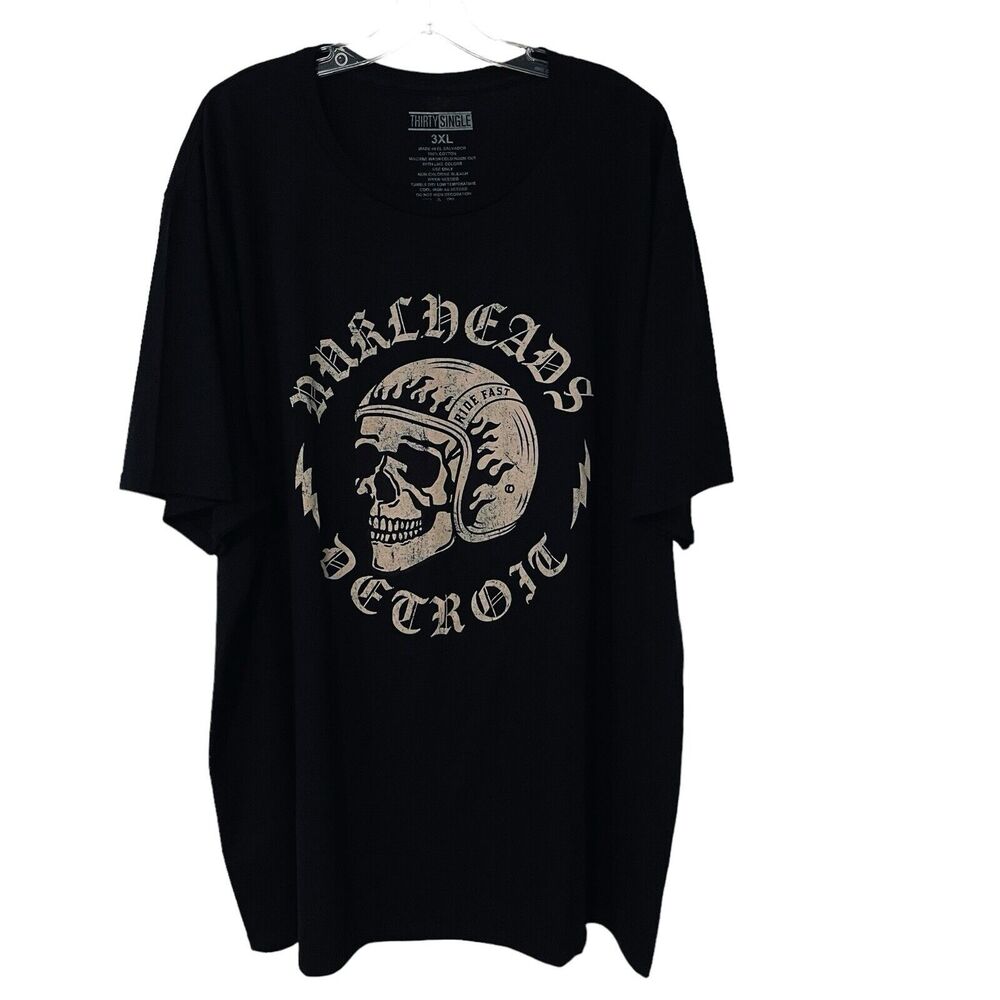 Thirty Single Men's Black Death Graphic T Shirt Men's Short Sleeve SZ/ 3XL